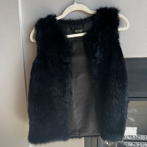 Black TopShop Faux Fur Vest